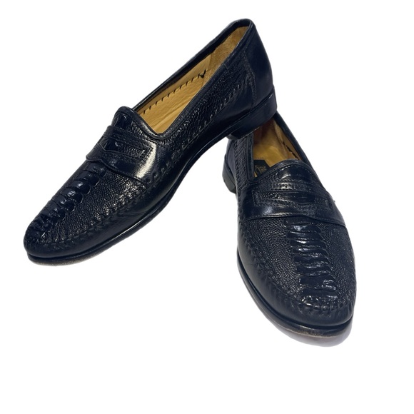Zelli Italia Black Roma Nile Crocodile And Calf Skin Leather Penny Loafer 9 M main image 6